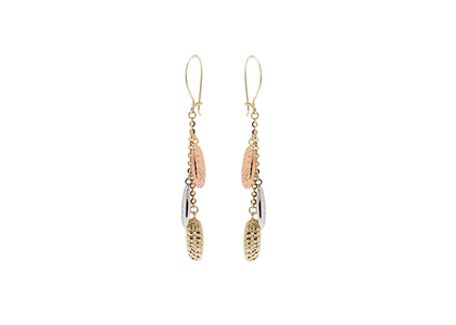 Three Tone Plated Dangler Earring